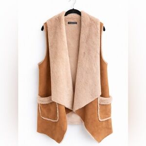 Do everything in love Tan Camel Faux-Shearling Vest